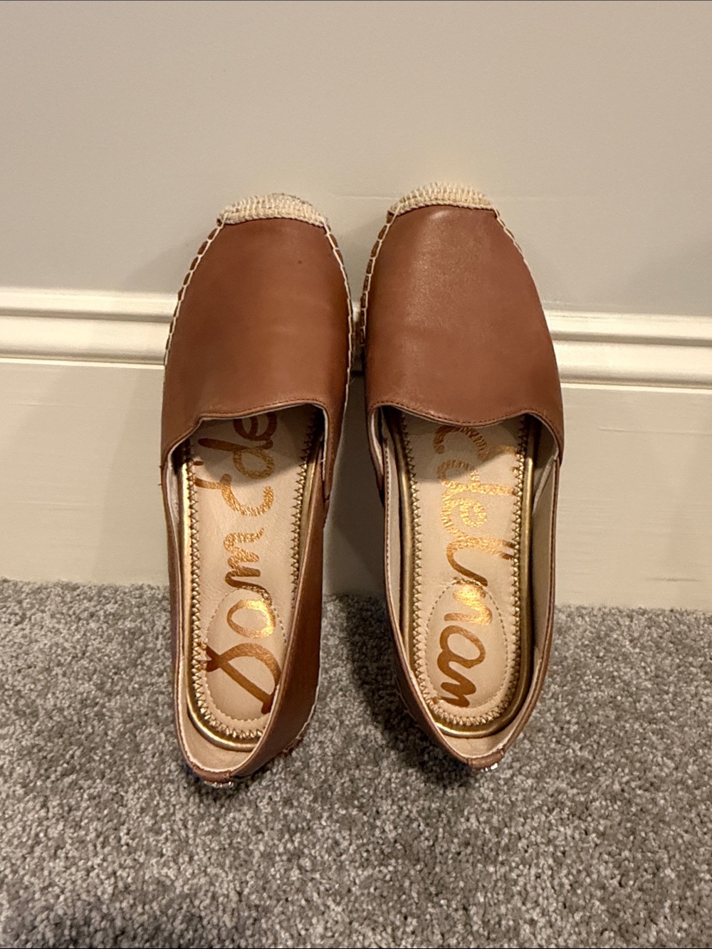 Sam Edelman Tan Leather Espadrille Slip-On Flats